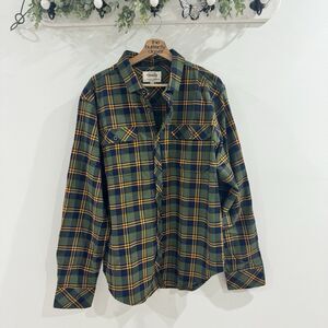 Mens Tobacco Green Plaid Button Down Flannel XXL AS Motorcycle biker
